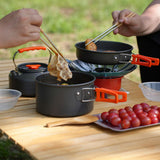 Maxbell 3x Camping Cooking Set Camping Cookware for Outdoor Cooking Fishing Trekking Orange