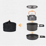 Maxbell 3x Camping Cooking Set Camping Cookware for Outdoor Cooking Fishing Trekking Orange