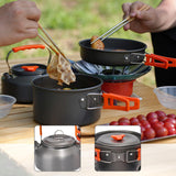Maxbell 3x Camping Cooking Set Camping Cookware for Outdoor Cooking Fishing Trekking Orange