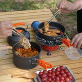 Maxbell 3x Camping Cooking Set Camping Cookware for Outdoor Cooking Fishing Trekking Orange