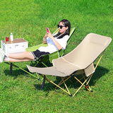 Maxbell Folding Camping Chair Comfortable Folding Lounge Chair for Park Concert Lawn Beige