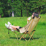 Maxbell Folding Camping Chair Comfortable Folding Lounge Chair for Park Concert Lawn Beige
