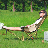 Maxbell Folding Camping Chair Comfortable Folding Lounge Chair for Park Concert Lawn Beige