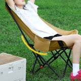 Maxbell Folding Camping Chair Comfortable Folding Lounge Chair for Park Concert Lawn Beige