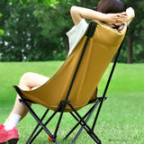 Maxbell Folding Camping Chair Comfortable Folding Lounge Chair for Park Concert Lawn Beige