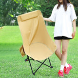Maxbell Folding Camping Chair Comfortable Folding Lounge Chair for Park Concert Lawn Beige