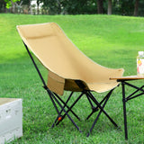 Maxbell Folding Camping Chair Comfortable Folding Lounge Chair for Park Concert Lawn Beige