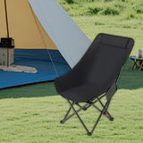 Maxbell Folding Camping Chair Comfortable Folding Lounge Chair for Park Concert Lawn Black