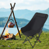 Maxbell Folding Camping Chair Comfortable Folding Lounge Chair for Park Concert Lawn Black