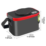 Maxbell Fishing Bucket Foldable Multifunction with Strap for Gardening Picnic Hiking Black 30cmx20cmx20cm