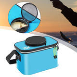 Maxbell Fishing Bucket Foldable Multifunction with Strap for Gardening Picnic Hiking Blue 30cmx20cmx20cm