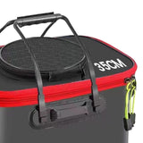 Maxbell Fishing Bucket Foldable Multifunction with Strap for Gardening Picnic Hiking Black With Handle 35cmx24cmx22cm