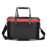 Maxbell Fishing Bucket Foldable Multifunction with Strap for Gardening Picnic Hiking Black With Handle 35cmx24cmx22cm