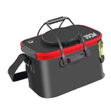 Maxbell Fishing Bucket Foldable Multifunction with Strap for Gardening Picnic Hiking Black With Handle 35cmx24cmx22cm