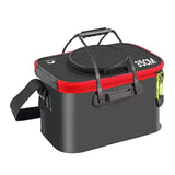 Maxbell Fishing Bucket Foldable Multifunction with Strap for Gardening Picnic Hiking Black With Handle 35cmx24cmx22cm