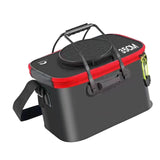 Maxbell Fishing Bucket Foldable Multifunction with Strap for Gardening Picnic Hiking Black With Handle 35cmx24cmx22cm