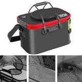 Maxbell Fishing Bucket Foldable Multifunction with Strap for Gardening Picnic Hiking Black With Handle 35cmx24cmx22cm