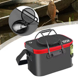 Maxbell Fishing Bucket Foldable Multifunction with Strap for Gardening Picnic Hiking Black With Handle 35cmx24cmx22cm