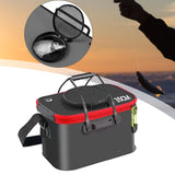 Maxbell Fishing Bucket Foldable Multifunction with Strap for Gardening Picnic Hiking Black With Handle 35cmx24cmx22cm