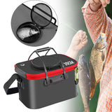 Maxbell Fishing Bucket Foldable Multifunction with Strap for Gardening Picnic Hiking Black With Handle 35cmx24cmx22cm