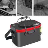 Maxbell Fishing Bucket Foldable Multifunction with Strap for Gardening Picnic Hiking Black With Handle 35cmx24cmx22cm