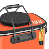 Maxbell Fishing Bucket Foldable Multifunction with Strap for Gardening Picnic Hiking Orange With Handle 35cmx24cmx22cm