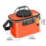 Maxbell Fishing Bucket Foldable Multifunction with Strap for Gardening Picnic Hiking Orange With Handle 35cmx24cmx22cm
