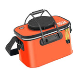 Maxbell Fishing Bucket Foldable Multifunction with Strap for Gardening Picnic Hiking Orange With Handle 35cmx24cmx22cm