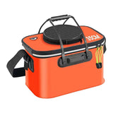Maxbell Fishing Bucket Foldable Multifunction with Strap for Gardening Picnic Hiking Orange With Handle 35cmx24cmx22cm