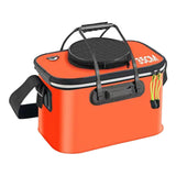 Maxbell Fishing Bucket Foldable Multifunction with Strap for Gardening Picnic Hiking Orange With Handle 35cmx24cmx22cm