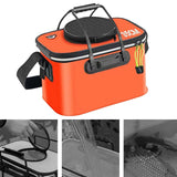 Maxbell Fishing Bucket Foldable Multifunction with Strap for Gardening Picnic Hiking Orange With Handle 35cmx24cmx22cm