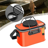 Maxbell Fishing Bucket Foldable Multifunction with Strap for Gardening Picnic Hiking Orange With Handle 35cmx24cmx22cm