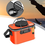 Maxbell Fishing Bucket Foldable Multifunction with Strap for Gardening Picnic Hiking Orange With Handle 35cmx24cmx22cm