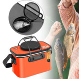 Maxbell Fishing Bucket Foldable Multifunction with Strap for Gardening Picnic Hiking Orange With Handle 35cmx24cmx22cm