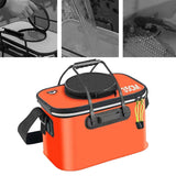 Maxbell Fishing Bucket Foldable Multifunction with Strap for Gardening Picnic Hiking Orange With Handle 35cmx24cmx22cm
