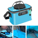Maxbell Fishing Bucket Foldable Multifunction with Strap for Gardening Picnic Hiking Blue With Handle 35cmx24cmx22cm