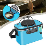 Maxbell Fishing Bucket Foldable Multifunction with Strap for Gardening Picnic Hiking Blue With Handle 35cmx24cmx22cm