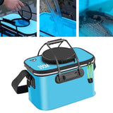 Maxbell Fishing Bucket Foldable Multifunction with Strap for Gardening Picnic Hiking Blue With Handle 35cmx24cmx22cm