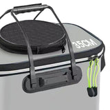 Maxbell Fishing Bucket Foldable Multifunction with Strap for Gardening Picnic Hiking Gray With Handle 35cmx24cmx22cm