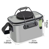 Maxbell Fishing Bucket Foldable Multifunction with Strap for Gardening Picnic Hiking Gray With Handle 35cmx24cmx22cm