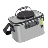Maxbell Fishing Bucket Foldable Multifunction with Strap for Gardening Picnic Hiking Gray With Handle 35cmx24cmx22cm