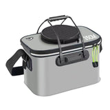 Maxbell Fishing Bucket Foldable Multifunction with Strap for Gardening Picnic Hiking Gray With Handle 35cmx24cmx22cm