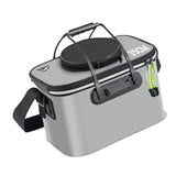 Maxbell Fishing Bucket Foldable Multifunction with Strap for Gardening Picnic Hiking Gray With Handle 35cmx24cmx22cm
