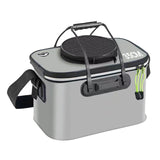 Maxbell Fishing Bucket Foldable Multifunction with Strap for Gardening Picnic Hiking Gray With Handle 35cmx24cmx22cm