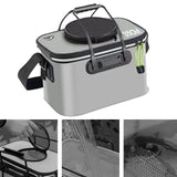 Maxbell Fishing Bucket Foldable Multifunction with Strap for Gardening Picnic Hiking Gray With Handle 35cmx24cmx22cm