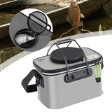Maxbell Fishing Bucket Foldable Multifunction with Strap for Gardening Picnic Hiking Gray With Handle 35cmx24cmx22cm
