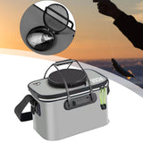 Maxbell Fishing Bucket Foldable Multifunction with Strap for Gardening Picnic Hiking Gray With Handle 35cmx24cmx22cm