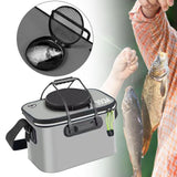 Maxbell Fishing Bucket Foldable Multifunction with Strap for Gardening Picnic Hiking Gray With Handle 35cmx24cmx22cm