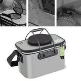 Maxbell Fishing Bucket Foldable Multifunction with Strap for Gardening Picnic Hiking Gray With Handle 35cmx24cmx22cm