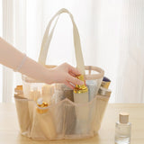 Maxbell Mesh Shower Tote with 2 Handles Quick Dry Portable for Travel Beach Camping Beige
